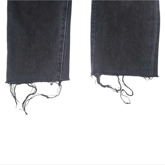 LEVI'S Black 501 Skinny Distressed Raw Hem Jeans Denim Pants Size 23x28 - Picture 5 of 9